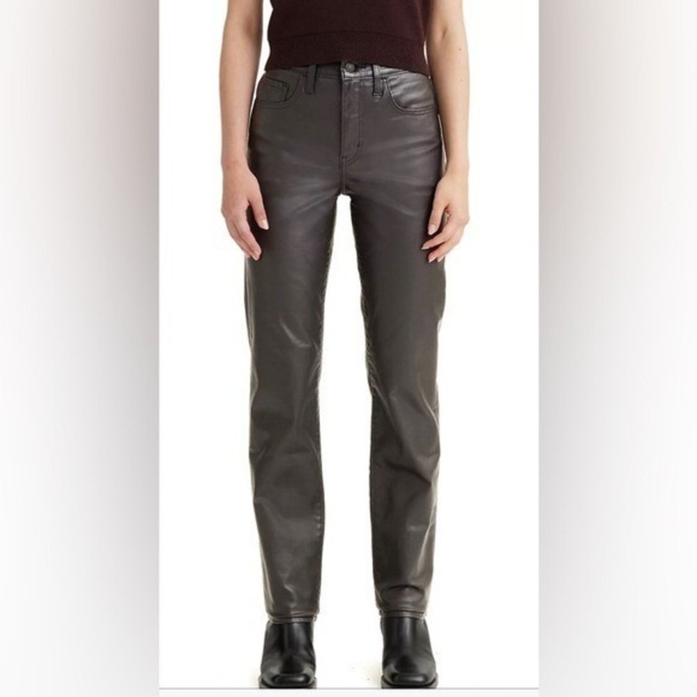 Levi's Women's 26x32‎ 724 High Rise Straight Jeans Metallic Charcoal Coated NEW